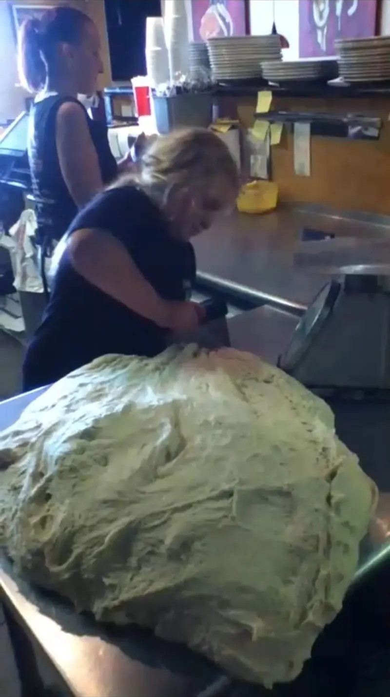 Making dough in the Italian restaurant kitchen