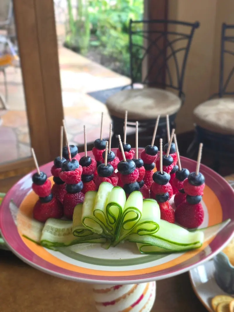 Fruit skewers display