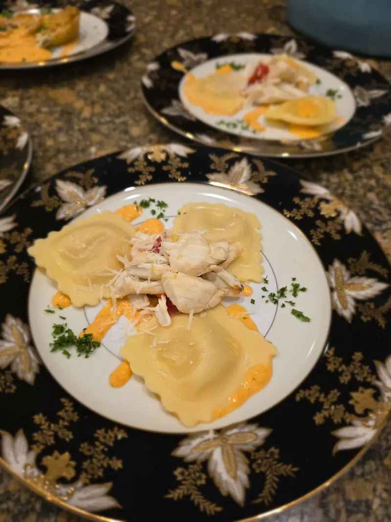 Lobster ravioli with crab