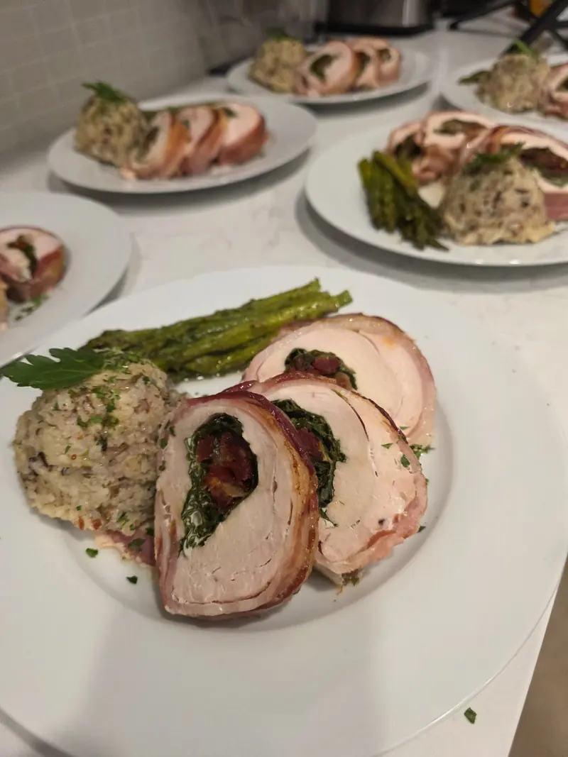 Bacon-wrapped stuffed chicken