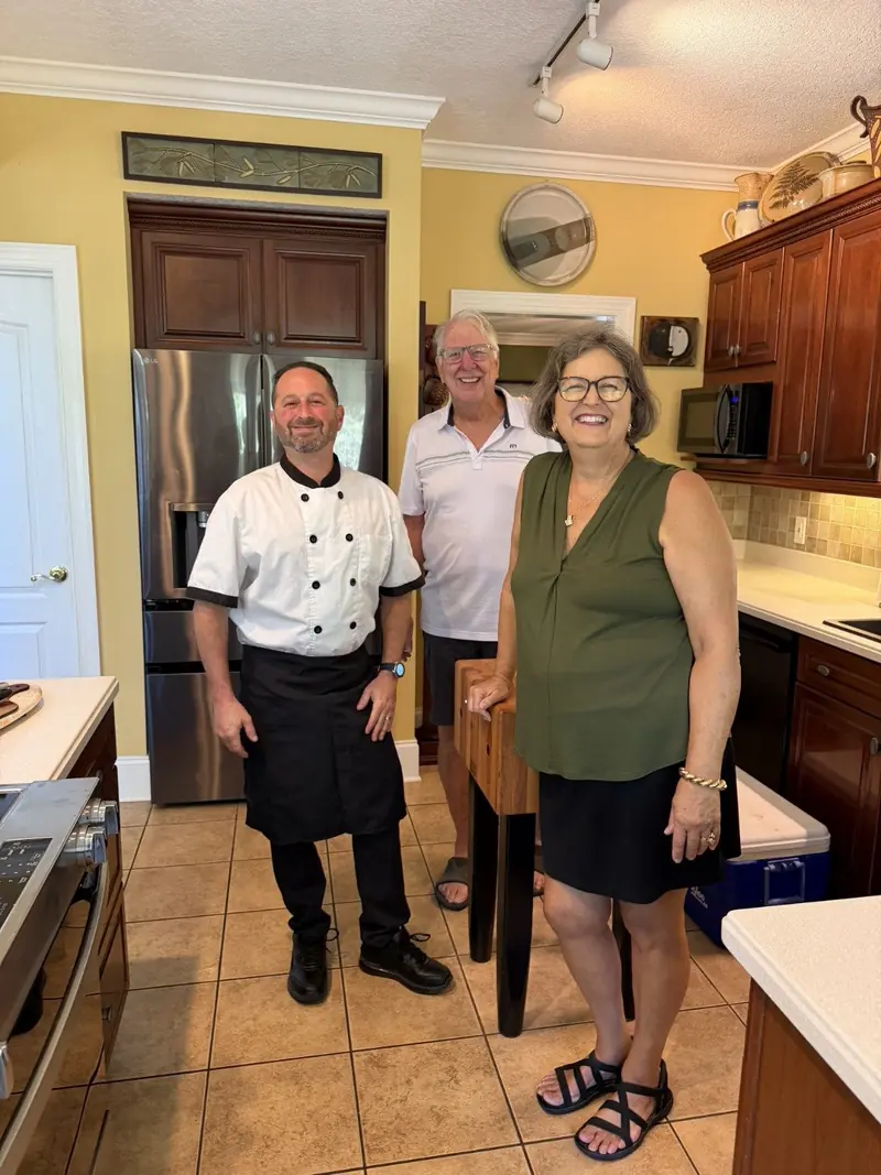 Chef Joe with the hosts of a private dinner