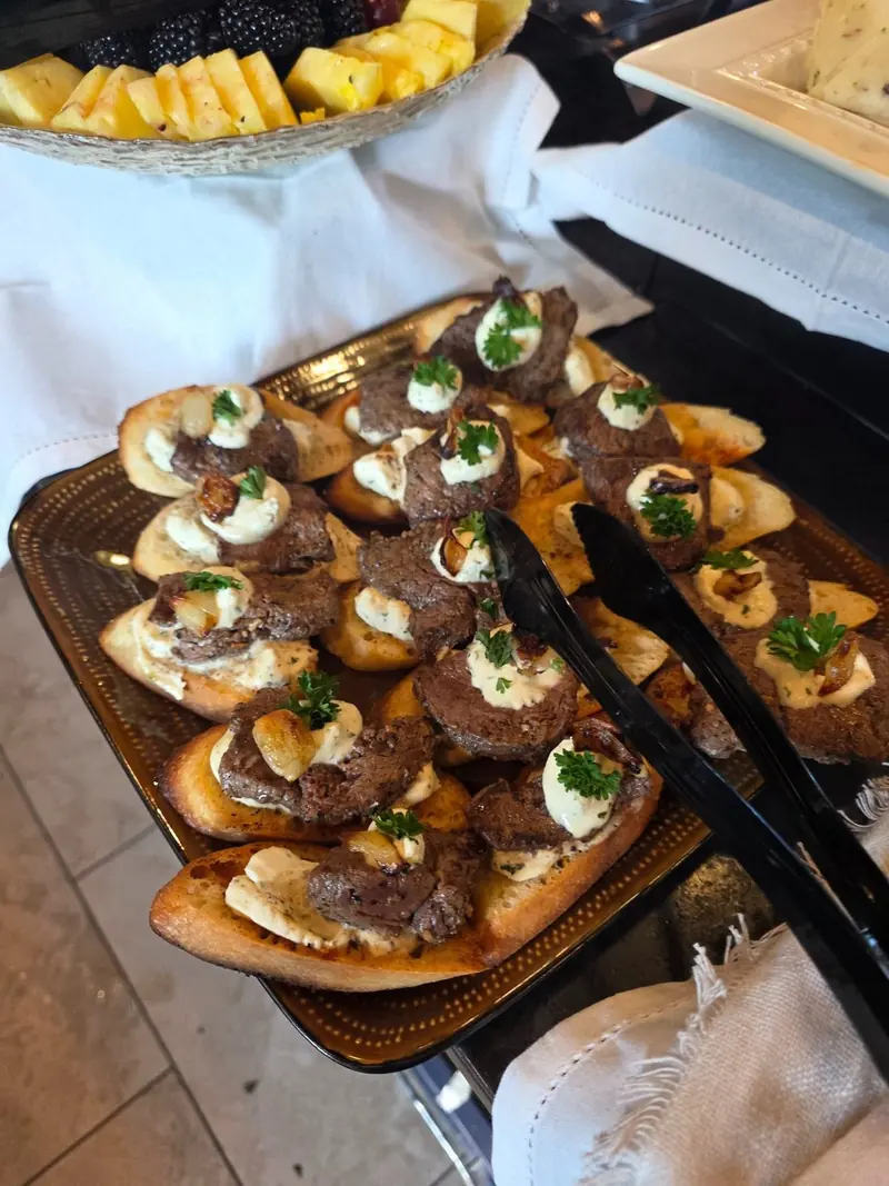 Crostini bites on a serving board